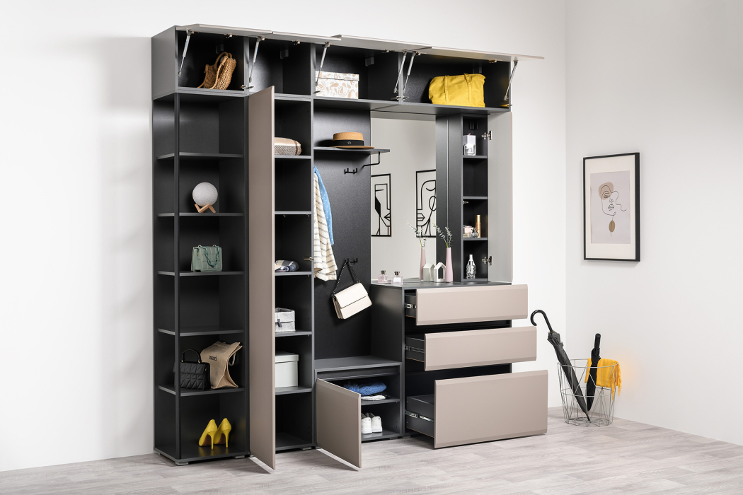 Шкафы распашные, Шкаф антресольный Сидней 16.314.01, антрацит, веллюто капучино