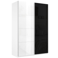 Шкафы-купе 2-х дверные, Шкаф Эста дуо Стекло белое/Стекло черное 2400 х 1600 х 660