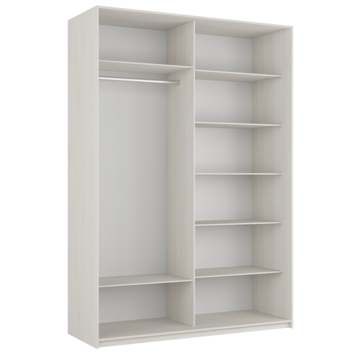 Шкафы-купе 2-х дверные, Шкаф-купе Прайм 2-х дверный Зеркало/Стекло белое/Доводчики 120х57х230