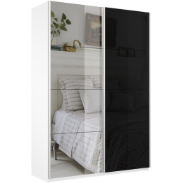 Шкаф-купе Прайм 2х дверный Зеркало/Стекло черное 160х57х230