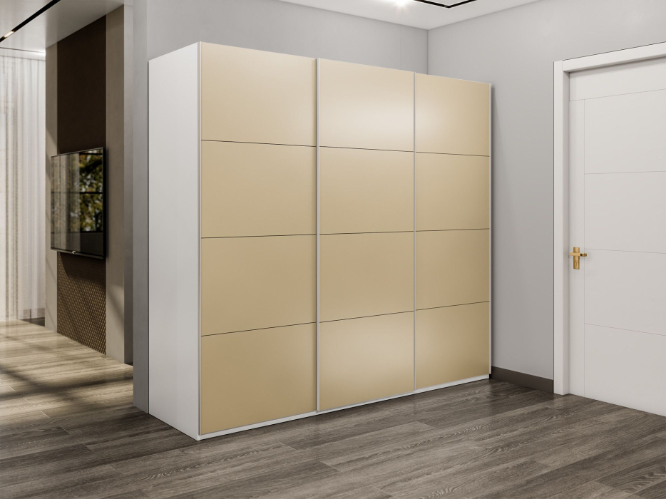 Шкафы-купе 3-х дверные, Шкаф-купе Эста 3-х дверный Стекла фисташка/Доводчик 300х66х240