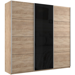 Шкаф-купе Прайм 3-х дверный ДСП/Стекло черное/Доводчики 180х57х230