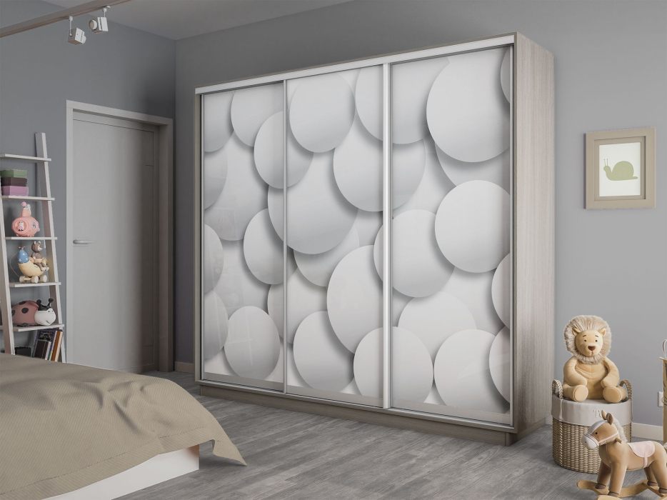 Шкафы-купе 3-х дверные, Шкаф-купе Экспресс 3-х дверный Фотопечать Шары Стекла 240х45х220