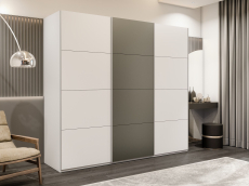 Шкафы-купе 3-х дверные, Шкаф-купе Эста 3-х дверный ДСП/Стекла хаки/Доводчик 300х66х240