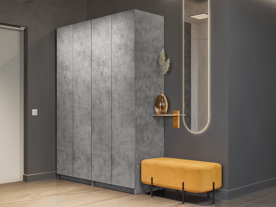 Шкафы распашные, Распашной шкаф Локер 800+800 (Гармошка с системой Push to Move/Правый) с полками