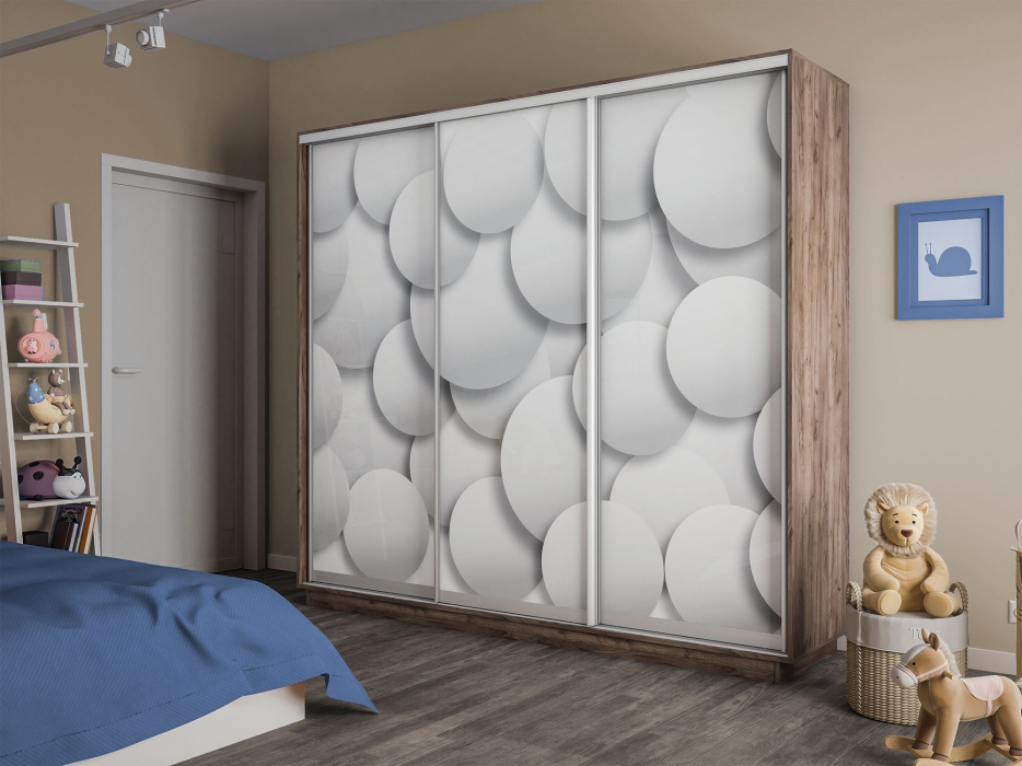 Шкафы-купе 3-х дверные, Шкаф-купе Экспресс 3-х дверный Фотопечать Шары Стекла 210х45х220