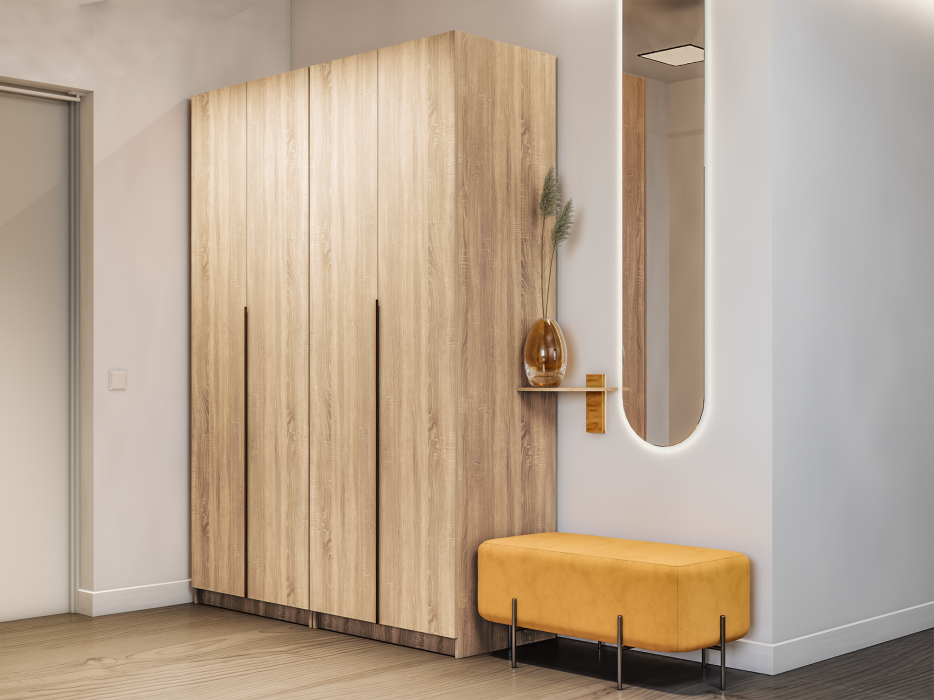 Шкафы распашные, Шкаф складной Е1 Локер ("Гармошка") 162х52.5х220 см,с двумя комплектами полок и двумя модулями