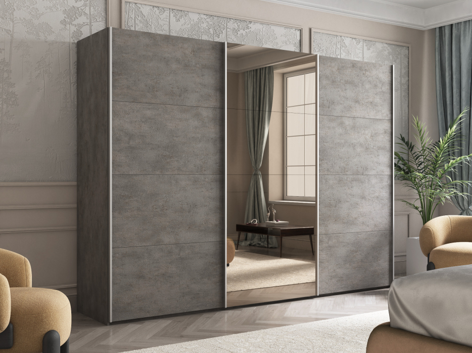 Шкафы-купе 3-х дверные, Шкаф-купе Эста ДСП+Зеркало+ДСП 300х66х240