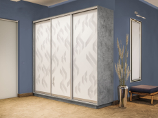 Шкафы-купе 3-х дверные, Шкаф-купе Экспресс 3-х дверный Фотопечать Ленты Стекла 210х45х240