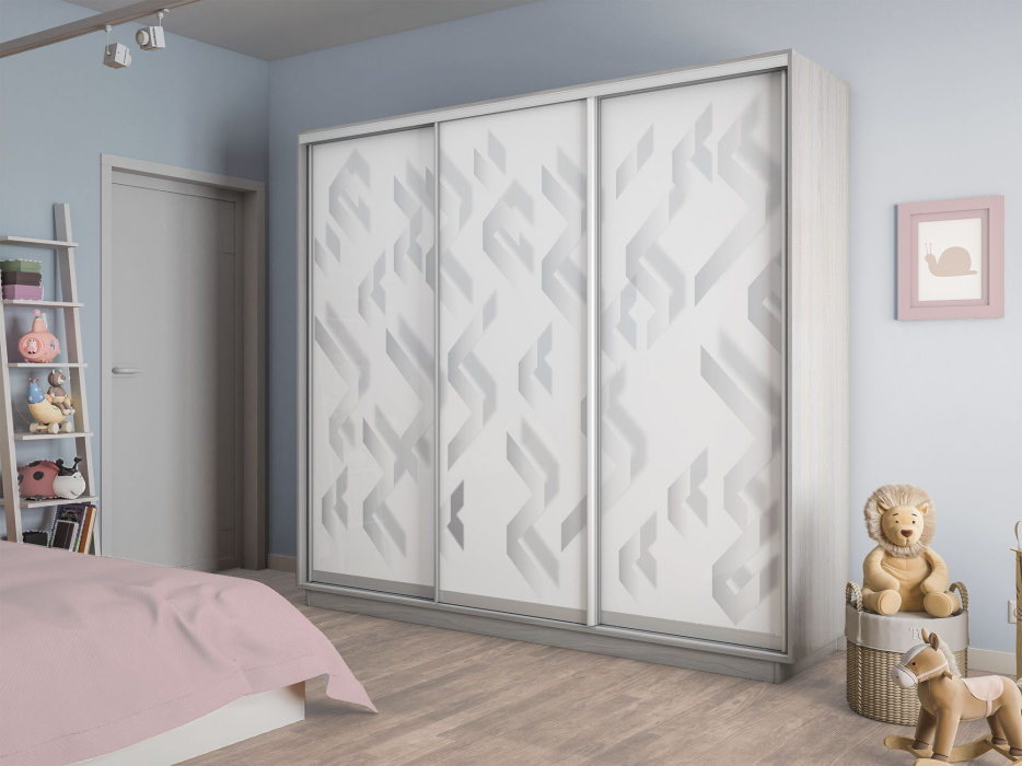 Шкафы-купе 3-х дверные, Шкаф-купе Экспресс 3-х дверный Фотопечать Ленты Стекла 240х60х220