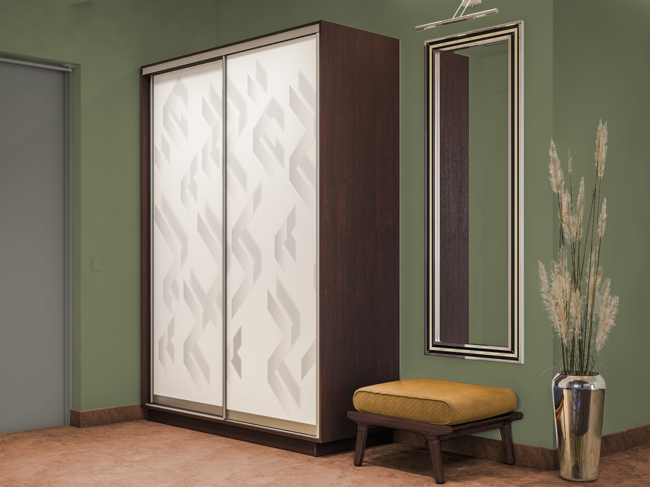 Шкафы-купе 2-х дверные, Шкаф-купе Экспресс 2-х дверный Фотопечать Ленты Стекла 160х60х220