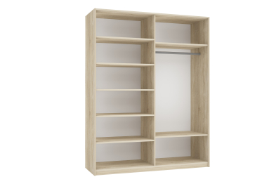 Шкаф Прайм дуо Комби фасаддверей ДСП Белый снег+зеркало 2300 х 1400 х 570