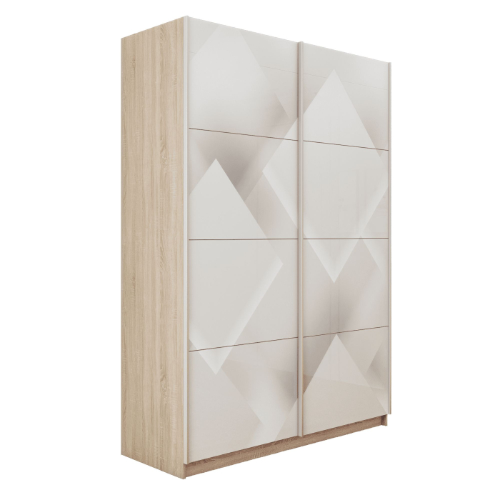 Шкафы-купе 2-х дверные, Шкаф-купе Прайм 2-х дверный Фотопечать Квадраты Стекла/Доводчики 140х57х230