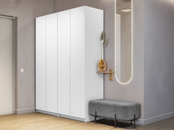 Распашной шкаф Локер 800+800 (Гармошка с системой Push to Move/Правый) с ящиками и полками справа