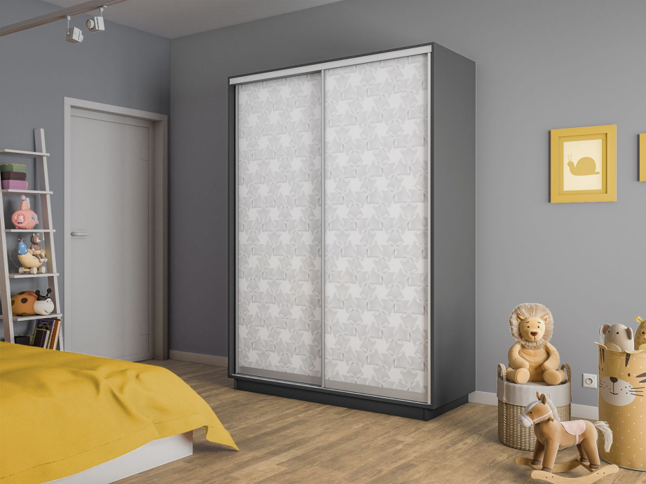 Шкафы-купе 2-х дверные, Шкаф-купе Экспресс 2-х дверный Фотопечать Калейдоскоп Стекла 160х45х220