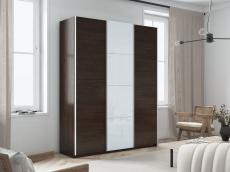 Шкафы-купе 3-х дверные, Шкаф-купе Прайм 3-х дверный ДСП/Стекло белое/Доводчики 180х57х230