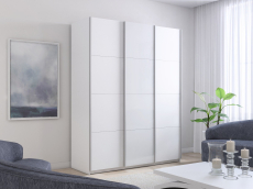 Шкафы-купе 3-х дверные, Шкаф-купе Прайм 3-х дверный ДСП/Стекло белое/Доводчики 180х57х230