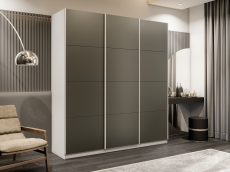 Шкафы-купе 3-х дверные, Шкаф-купе Прайм 3-х дверный Стекла хаки/Доводчики 210х57х230