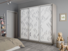 Шкафы-купе 3-х дверные, Шкаф-купе Экспресс 3-х дверный Фотопечать Ленты Стекла 180х45х220