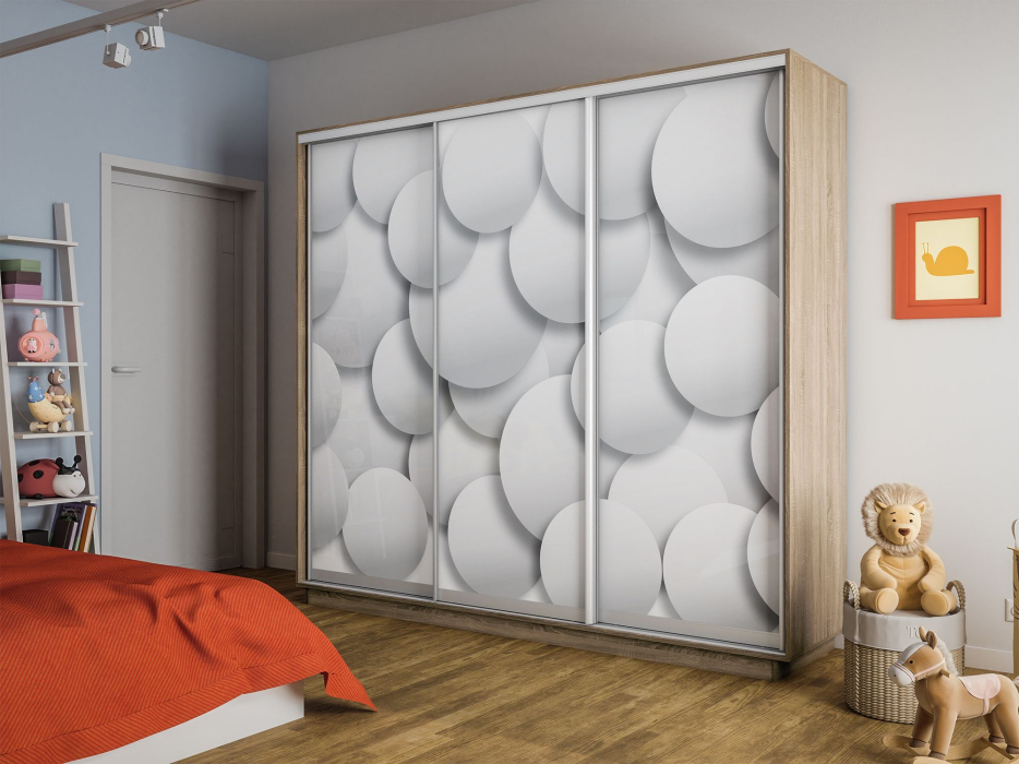 Шкафы-купе 3-х дверные, Шкаф-купе Экспресс 3-х дверный Фотопечать Шары Стекла 180х45х240