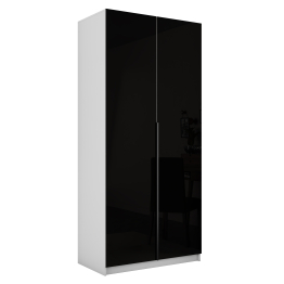 Шкаф распашной Е1 Локер 101x52.5x220 см, с черным стеклом , полками и модулем