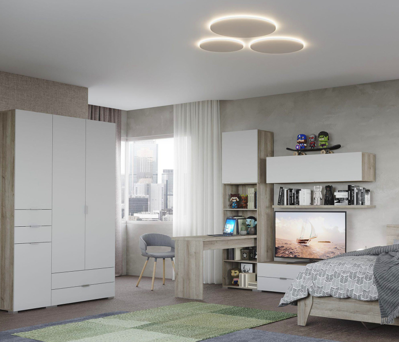 Настенные полки, Антресоль Анима АН-3008, дуб серый, белый