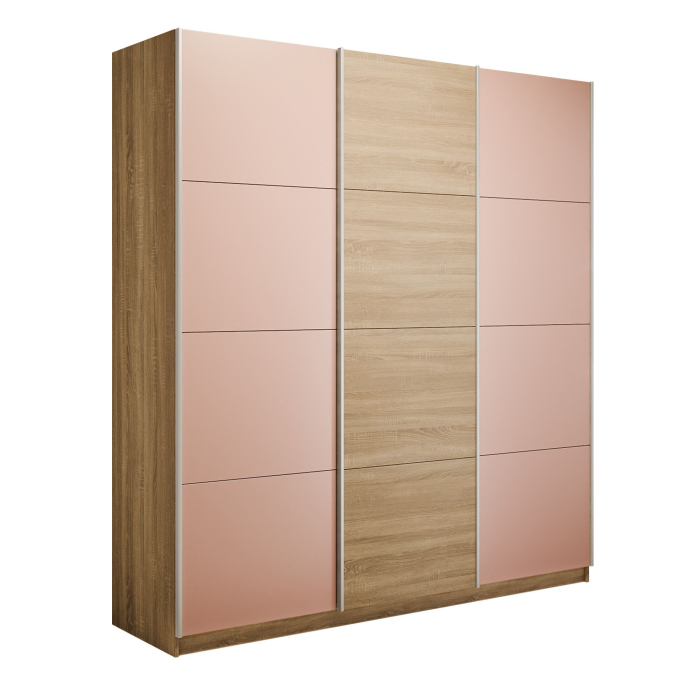 Шкафы-купе 3-х дверные, Шкаф-купе Прайм 3-х дверный Стекла пудра/ДСП/Доводчики 210х57х230