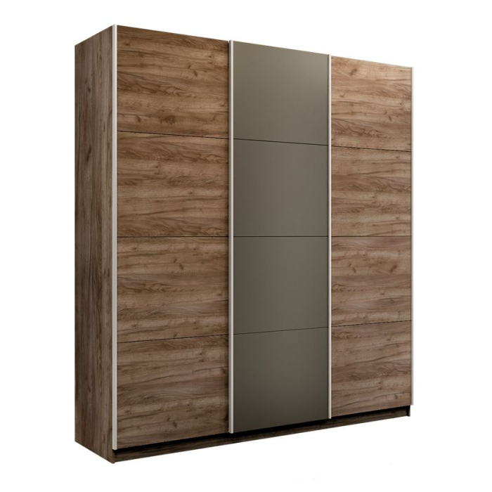 Шкафы-купе 3-х дверные, Шкаф-купе Прайм 3-х дверный Стекла хаки/ДСП/Доводчики 180х57х230