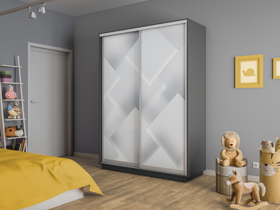 Шкафы-купе 2-х дверные, Шкаф-купе Экспресс 2-х дверный Фотопечать Квадрат Стекла 160х60х220