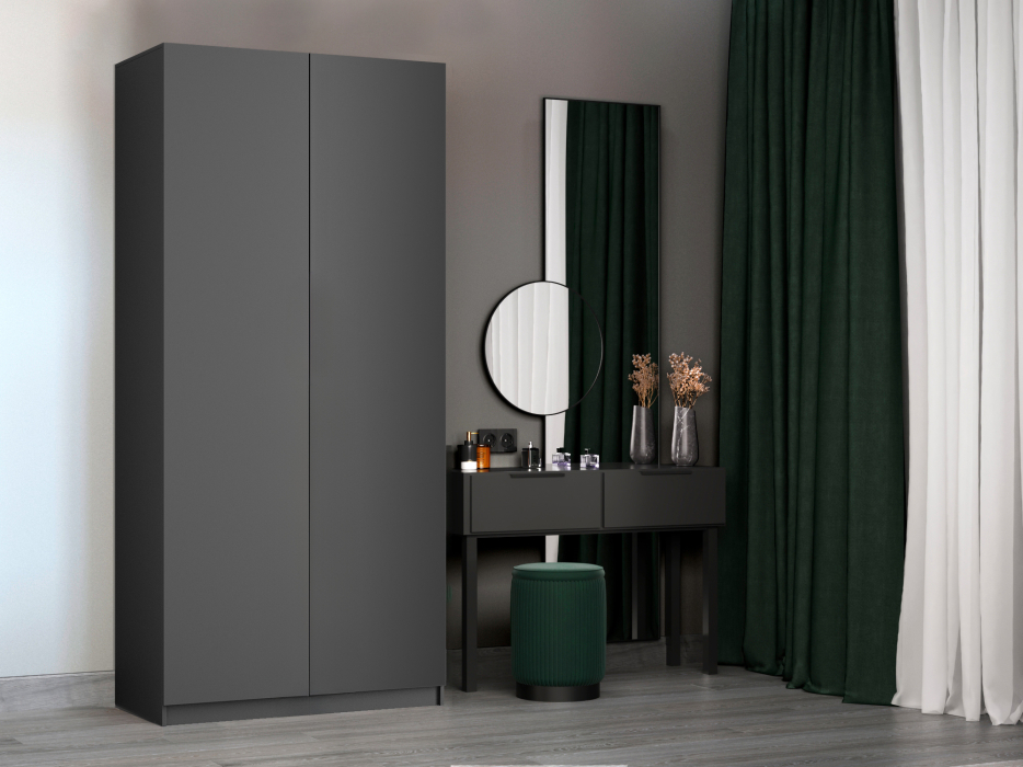 Шкафы распашные, Шкаф складной Е1 Локер ("Гармошка" с системой Push to Move/Левый)101х52,5х220 см, с полками и модулем