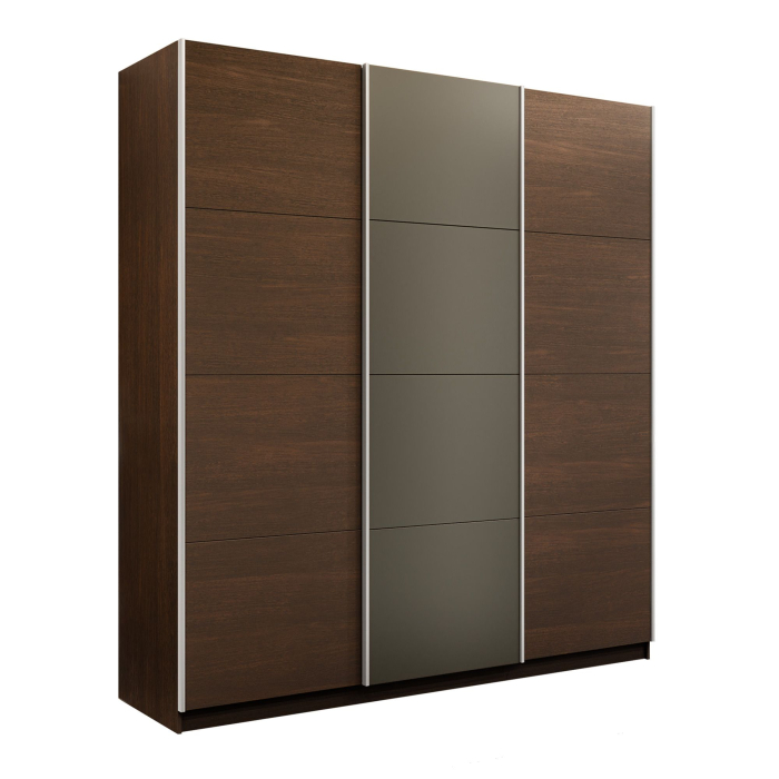 Шкафы-купе 3-х дверные, Шкаф-купе Эста 3-х дверный ДСП/Стекла хаки/Доводчик 240х66х240