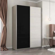 Шкафы-купе 2-х дверные, Шкаф-купе Прайм 2-х дверный ДСП/Стекло черное/Доводчики 160х57х230