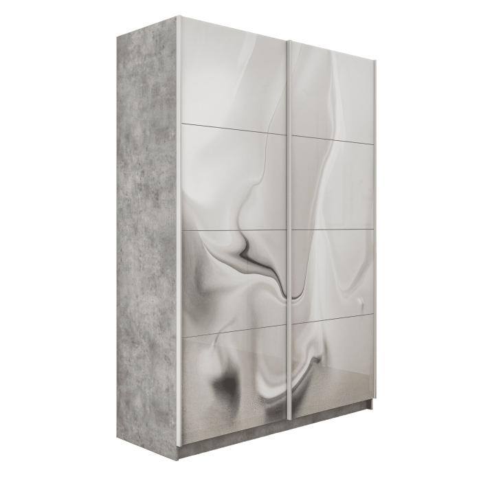 Шкафы-купе 2-х дверные, Шкаф-купе Прайм 2-х дверный Фотопечать Шелк Стекла/Доводчики 120х57х230