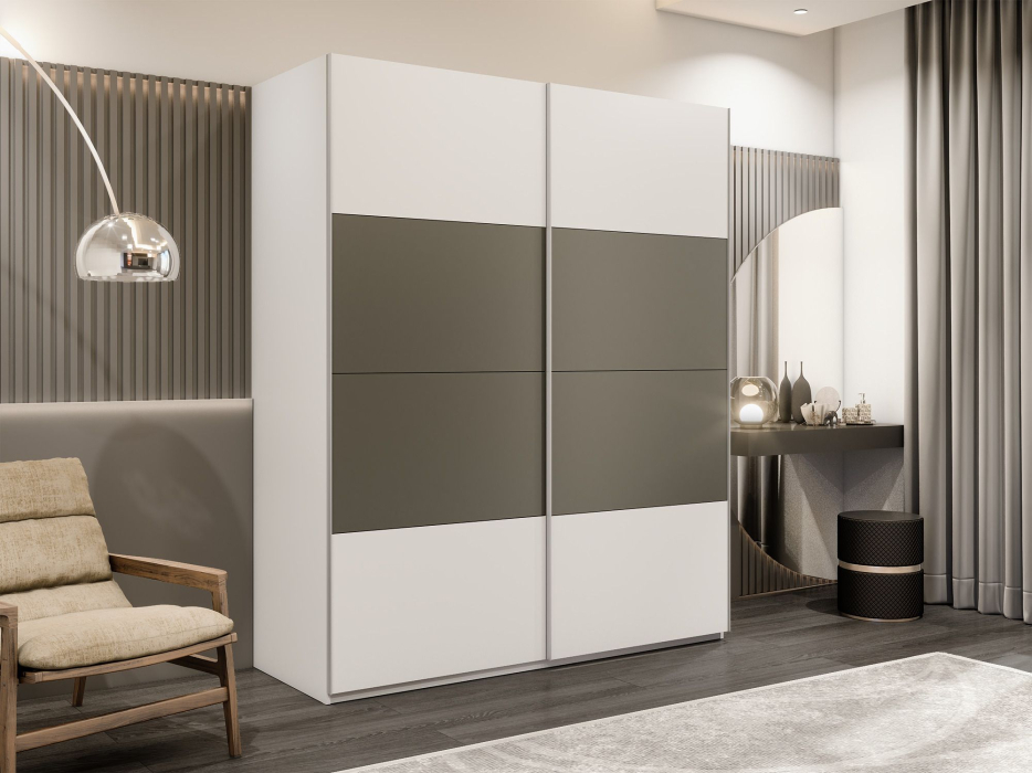 Шкафы-купе 2-х дверные, Шкаф-купе Эста 2-х дверный ДСП/Стекла хаки/Доводчик 200х66х240