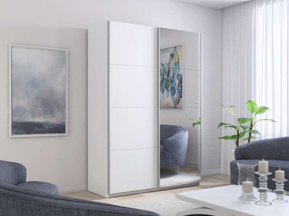 Шкафы-купе 2-х дверные, Шкаф-купе Эста ДСП+Зеркало 200х66х240