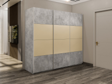 Шкафы-купе 3-х дверные, Шкаф-купе Эста 3-х дверный ДСП/Стекла фисташка/Доводчик 270х66х240