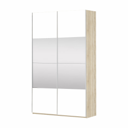 Шкаф Прайм дуо Комби фасад дверей ДСП Белый снег+зеркало 2300 х 1200 х 570