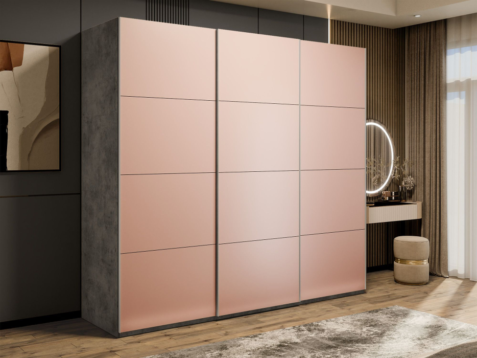 Шкафы-купе 3-х дверные, Шкаф-купе Эста 3-х дверный Стекла пудра/Доводчик 240х66х240