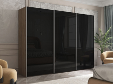 Шкафы-купе 3-х дверные, Шкаф Эста трио Стекло черное 2400 х 2400 х 660