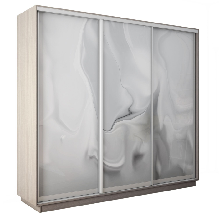 Шкафы-купе 3-х дверные, Шкаф-купе Экспресс 3-х дверный Фотопечать Шелк Стекла 210х45х240