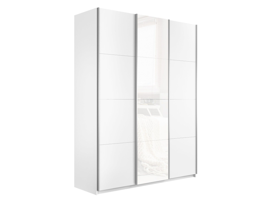 Шкафы-купе 3-х дверные, Шкаф-купе Прайм 3-х дверный ДСП/Стекло белое/Доводчики 180х57х230