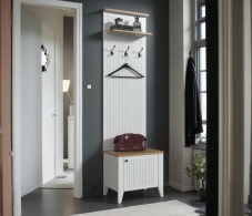 Напольные, Тумба с вешалкой Монтана СБ-3552 Белый Альпийский,Дуб Гамильтон/МДФ Дуб Белый