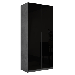 Шкаф распашной Е1 Локер 101x52.5x220 см, с черным стеклом , полками и модулем