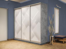 Шкафы-купе 3-х дверные, Шкаф-купе Экспресс 3-х дверный Фотопечать Квадрат Стекла 180х45х240