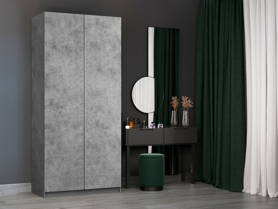 Шкафы распашные, Шкаф складной Е1 Локер ("Гармошка" с системой Push to Move/Правый)101х52,5х220 см, с полками и модулем