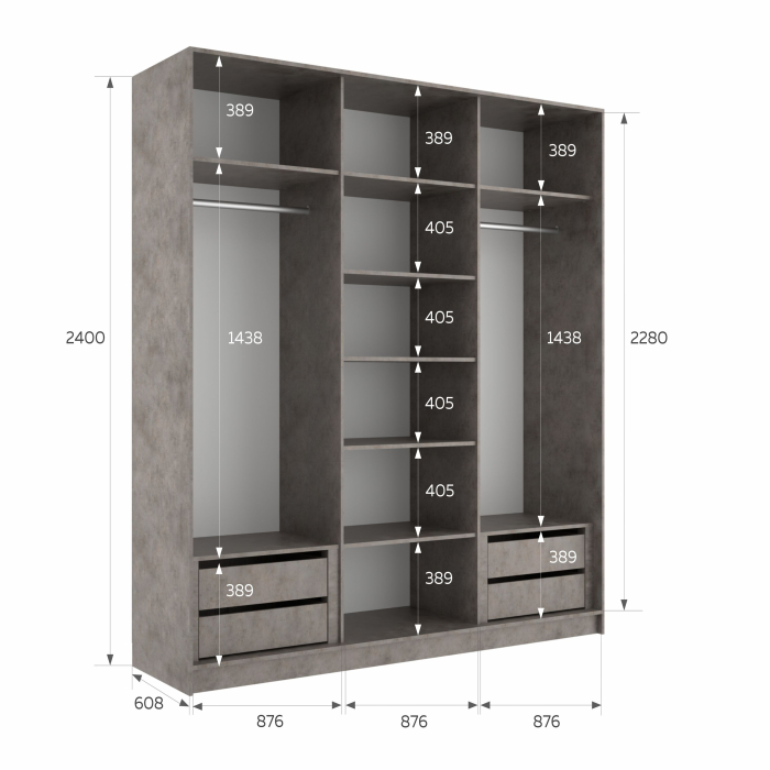 Шкафы-купе 3-х дверные, Шкаф-купе Эста 3-х дверный Стекла фисташка/Доводчик 270х66х240