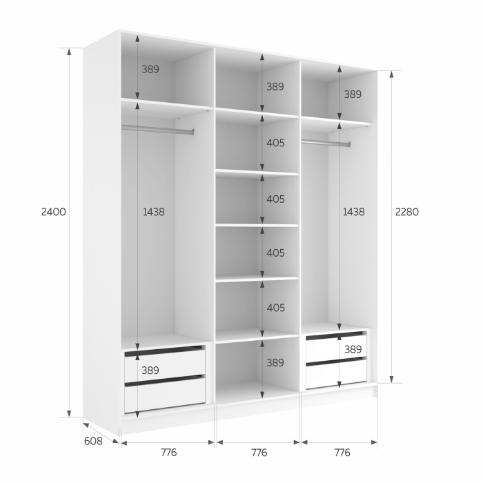 Шкафы-купе 3-х дверные, Шкаф-купе Эста 3-х дверный ДСП/Стекла фисташка/Доводчик 240х66х240