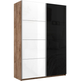 Шкаф-купе Прайм 2-х дверный Стекло белое/Стекло черное/Доводчики 160х57х230