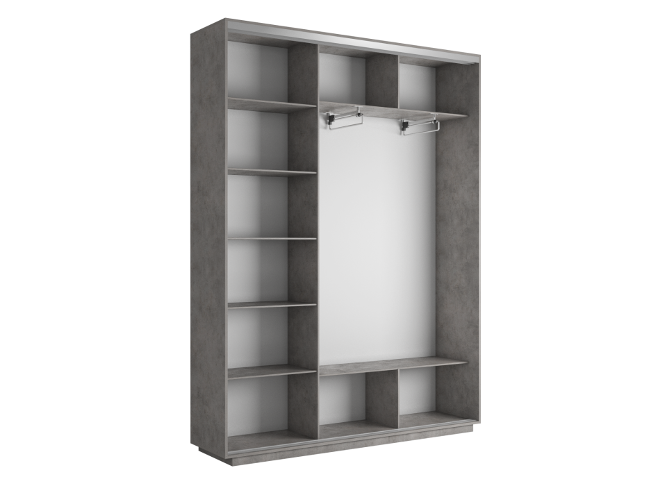 Шкафы-купе 3-х дверные, Шкаф-купе Экспресс Медиум (1 зеркало) трио 2200 x 2400 x 450