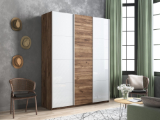 Шкафы-купе 3-х дверные, Шкаф-купе Прайм 3-х дверный Стекла белые/ДСП/Доводчики 180х57х230